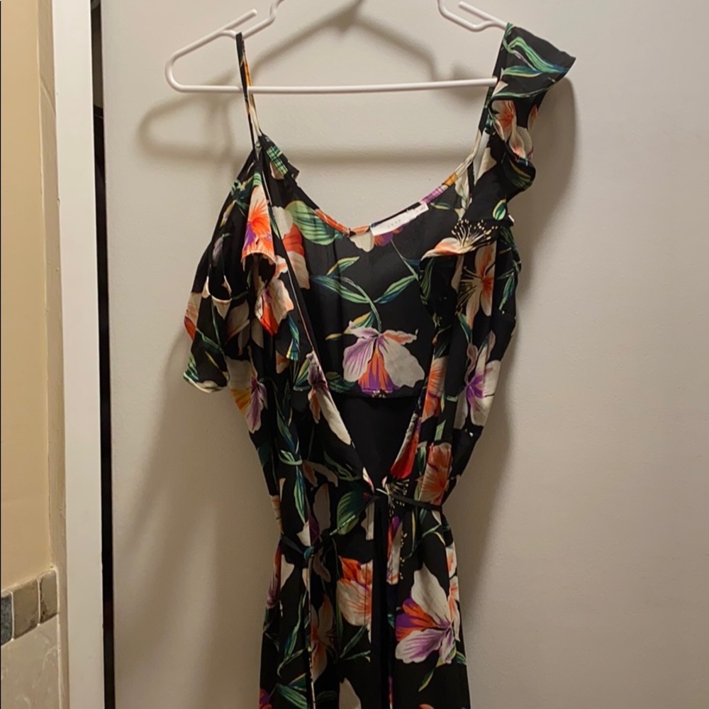 Francesca’s floral asymmetrical wrap dress